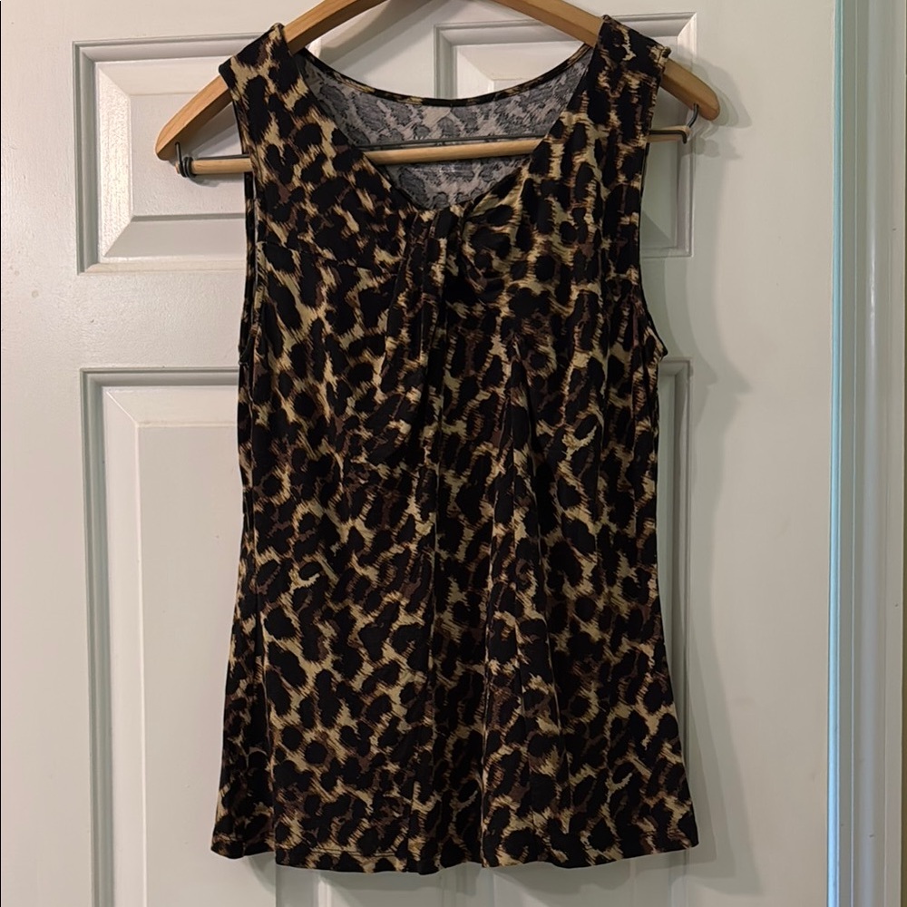 Merona Black and Tan Ruched Sleeveless Tank Top